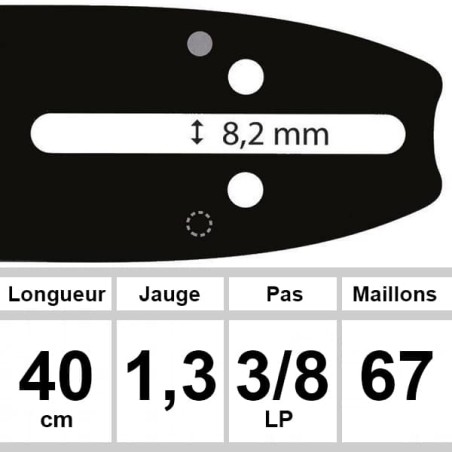 Guide OZAKI 40cm 0,325 1,3mm Pièce détachée