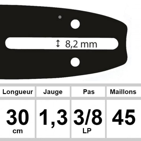 Guide pour tronçonneuse Dolmar (Ozaki coupe 30cm) Pièce détachée