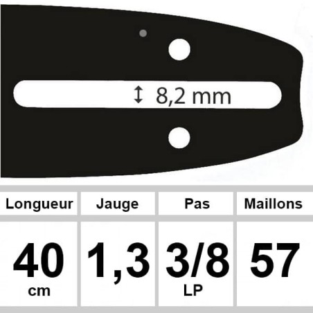 Guide pour tronçonneuse Efco (Ozaki coupe 40cm) Pièce détachée