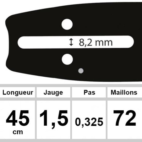 Guide pour tronçonneuse Einhell (Ozaki coupe 45cm) Pièce détachée