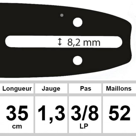 Guide pour tronçonneuse Ikra (Ozaki coupe 35cm) Pièce détachée