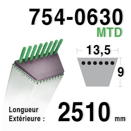 Courroie MTD 754-0630, 754-0630A, 954-0630 Motoculture