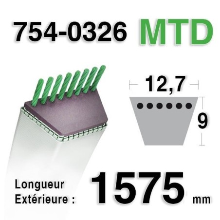 Courroie pour tondeuse autoportee MTD 754-0326