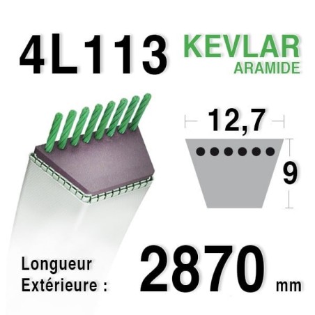 COURROIE KEVLAR 4L1130 - 4L113 AYP HUSQVARNA  532170140 - 170140 tracteur tondeuse autoportée