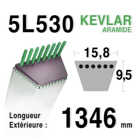 COURROIE KEVLAR 5L530 - 5L53 tracteur tondeuse autoportée