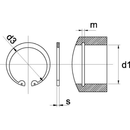 Circlip intérieur inoxydable 44mm UNIVERSEL 47244RVS