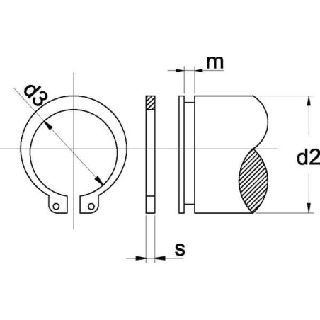 Circlip extérieur inoxydable 50mm UNIVERSEL 47150RVS