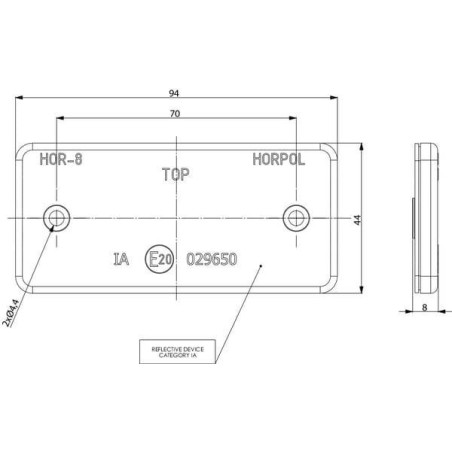 Catadioptre rectangle rouge 94x44mm à visser GOPART LA75003