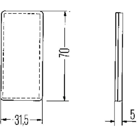 Catadioptre rectangle rouge 70x31,5mm autocollant HELLA 8RA004412021