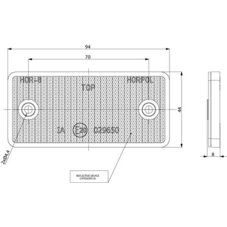 Catadioptre rectangle blanc 70x44mm GOPART LA75001