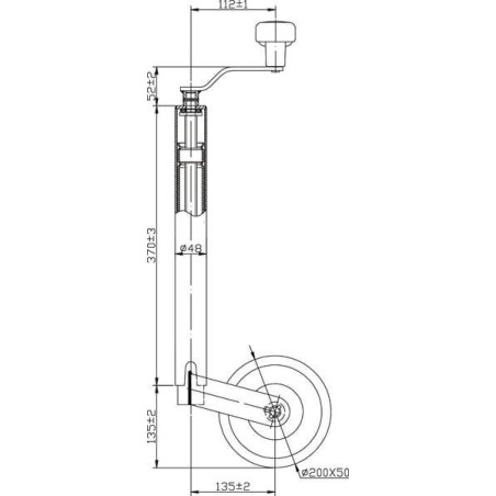 Roue jockey diamètre 48mm - 200x50 UNIVERSEL STR1620