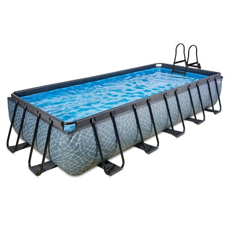 EXIT Piscine Stone 540x250cm avec pompe de filtration à sable - grise