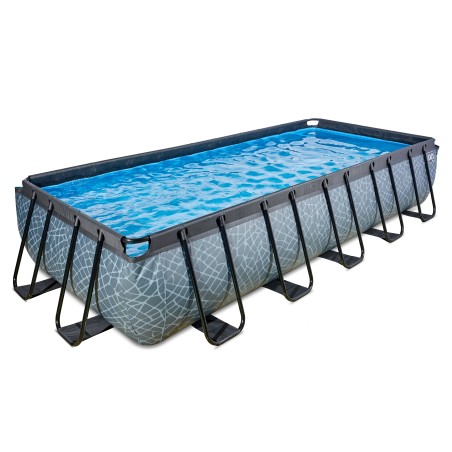 EXIT Piscine Stone 540x250cm avec pompe de filtration à sable - grise