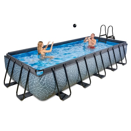 EXIT Piscine Stone 540x250cm avec pompe de filtration à sable - grise