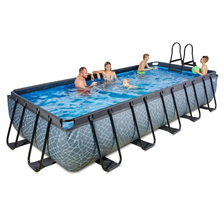 EXIT Piscine Stone 540x250cm avec pompe de filtration à sable - grise