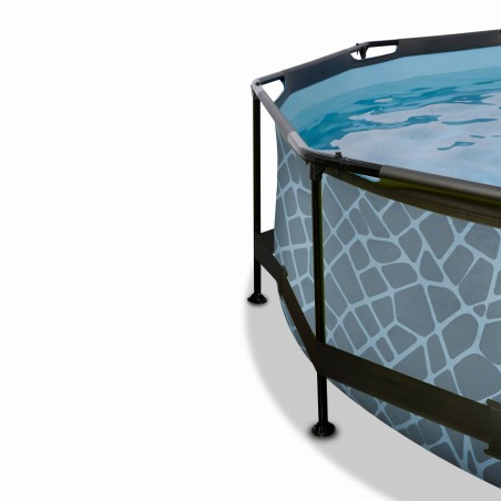 EXIT Piscine Stone ø244x76cm avec pompe filtrante - grise