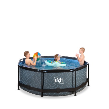 EXIT Piscine Stone ø244x76cm avec pompe filtrante - grise