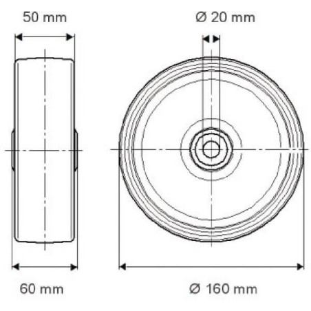 Roue 160mm TENTE IEP160502060