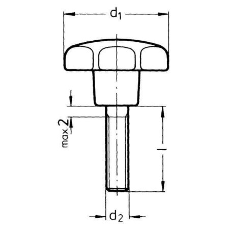 Poignée M6 x 32mm tige 50mm UNIVERSEL 6336S063250