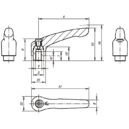 Levier de serrage M12 KIPP K01224121