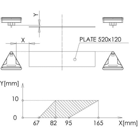 Feu arrière LED triangle gauche 5 plots UNIVERSEL LA40028