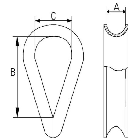 Cosse-coeur 3mm UNIVERSEL WT03RVS