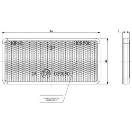 Catadioptre rectangle rouge 94x44mm GOPART LA75006