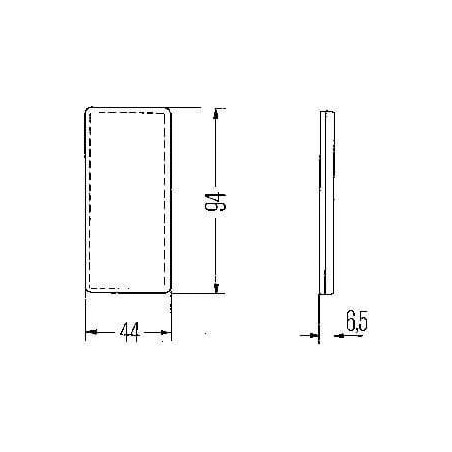 Catadioptre rectangle rouge 94x44mm autocollant HELLA 8RA003326031