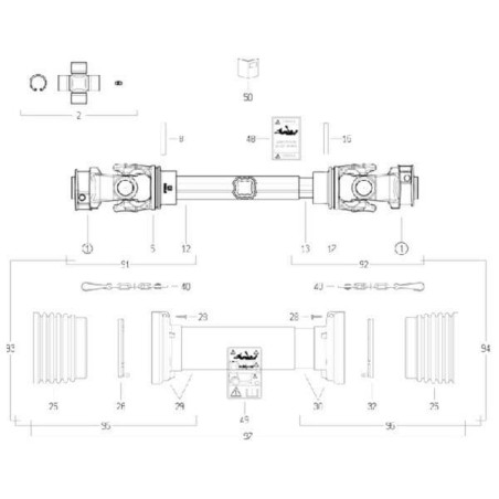 Arbre de transmission BONDIOLI/6PAVESI CS8N086CE007007