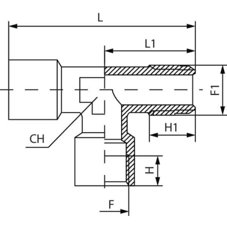 Raccord fileté en T UNIVERSEL TCFFM14