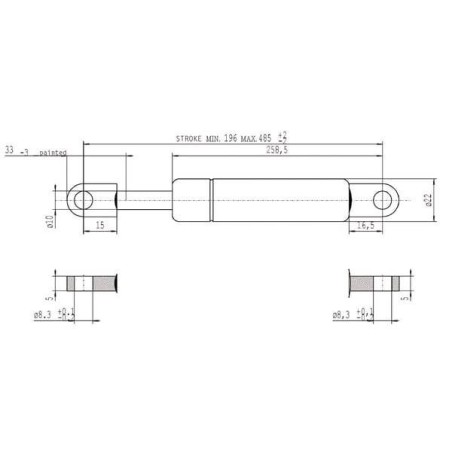 Vérin à gaz L485-1150N STABILUS CA095001