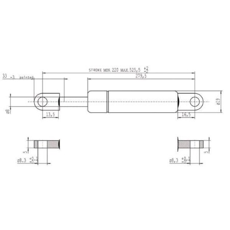 Vérin à gaz L525,5-800N STABILUS CA094927