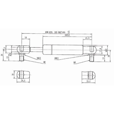 Vérin à gaz L685-1150N STABILUS CA095435