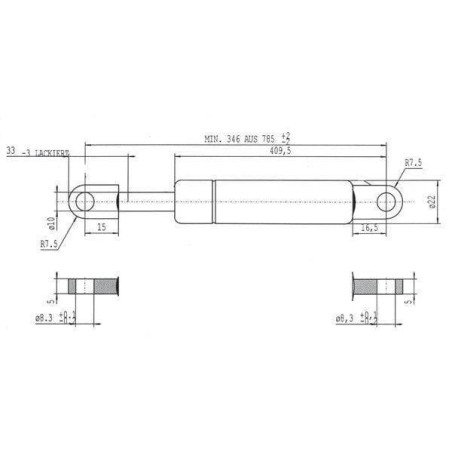 Vérin à gaz L785-600N STABILUS CA095192