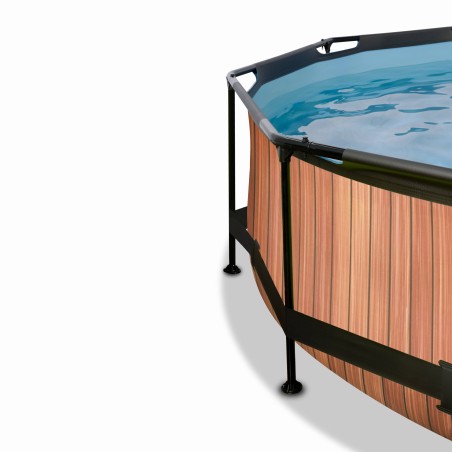 EXIT Piscine Wood ø244x76cm avec pompe filtrante - marron