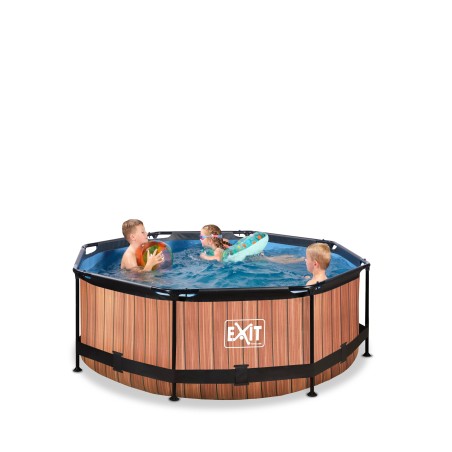 EXIT Piscine Wood ø244x76cm avec pompe filtrante - marron